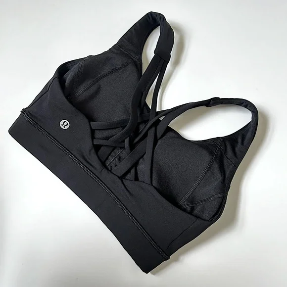 LULULEMON ATHLETICA BLACK SPORTS BRA ENERGY STRAPPY SIZE 4 WORKOUT TRENDING - Picture 4 of 11